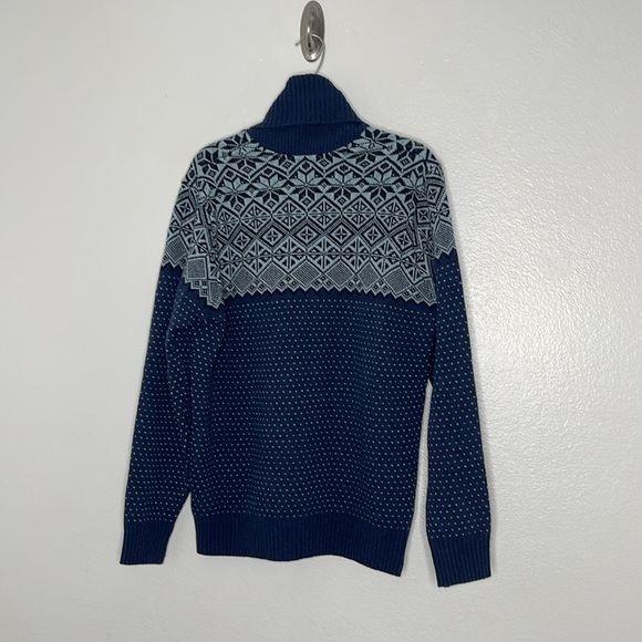 Lacoste Sweater Mens 3 Small Blue Nordic Wool Blend Shawl Collar Knit Pullover - Picture 6 of 6